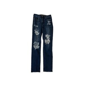 American Eagle Jeans Womens 4 Long Blue Next Level Stretch Skinny Distressed